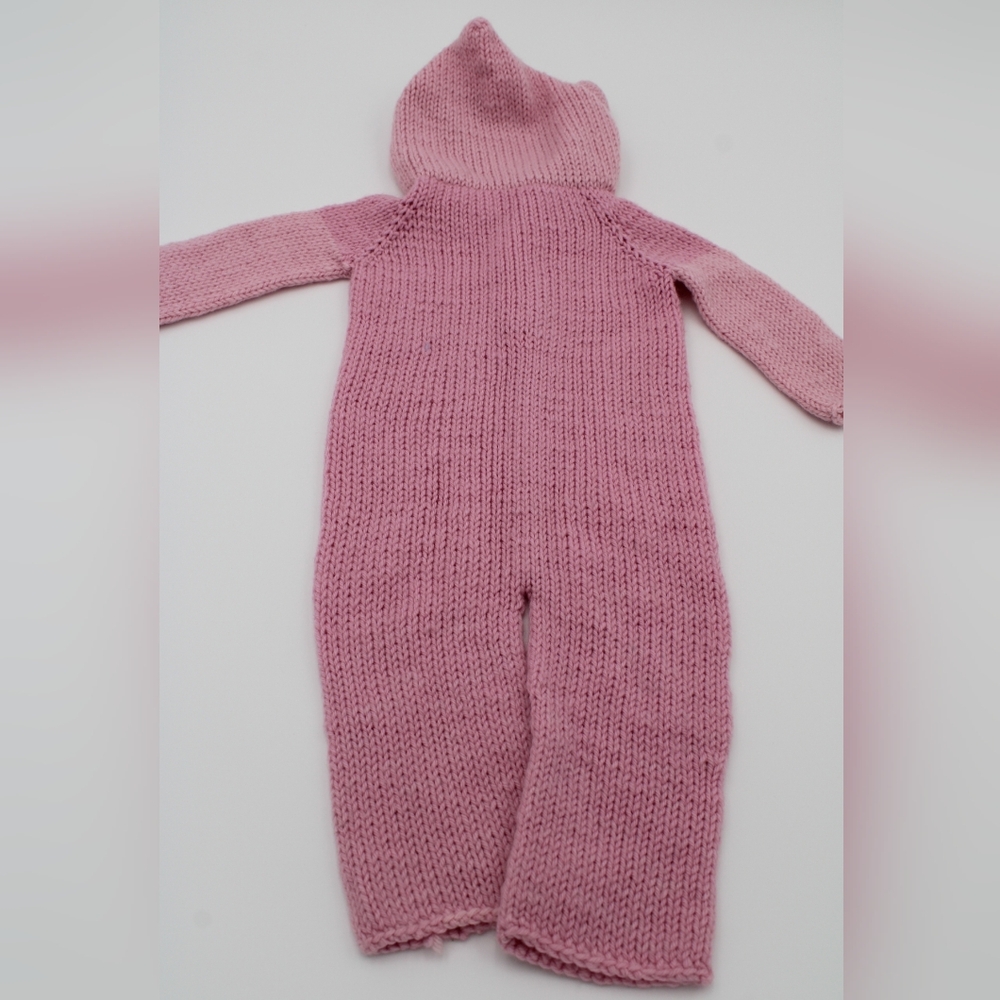 Handmade Knitted Baby One-Piece Outfit Size 6–9M with Hooded Ears - Picture 4 of 4